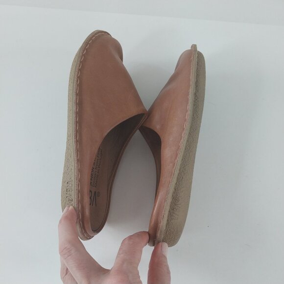 Vibae Roma Leather Shoes Womens 6.5-7 EU 37 Clogs Cognac Brown Slip On Comfort. - Picture 8 of 11